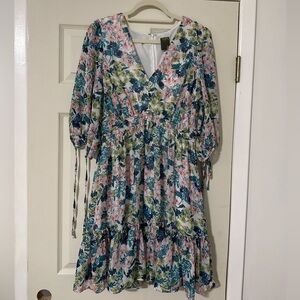 Taylor Multicolor Floral Long Sleeve Dress